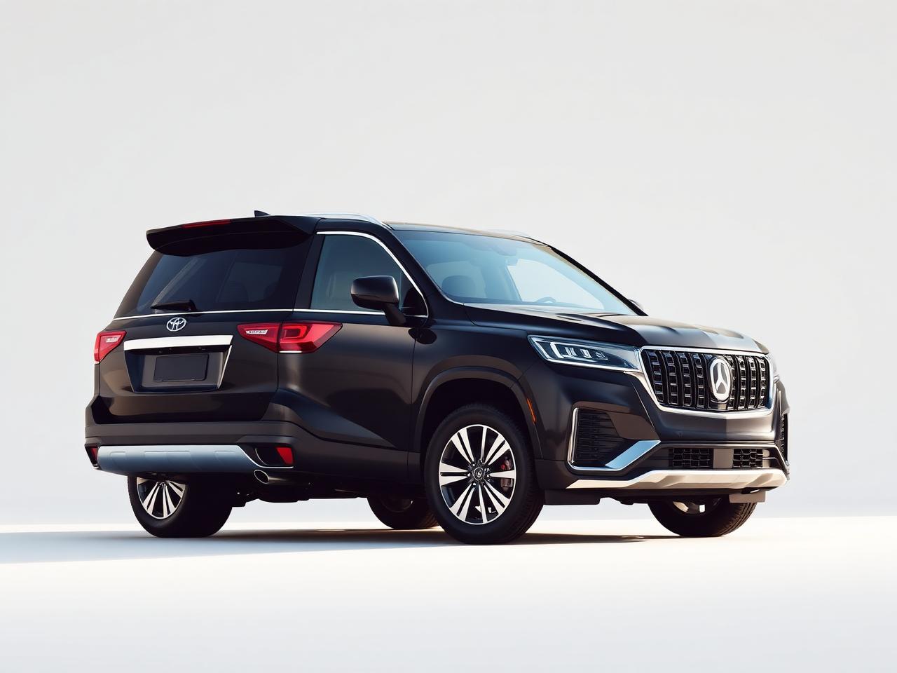 Black full-size executive SUV, three-quarter view